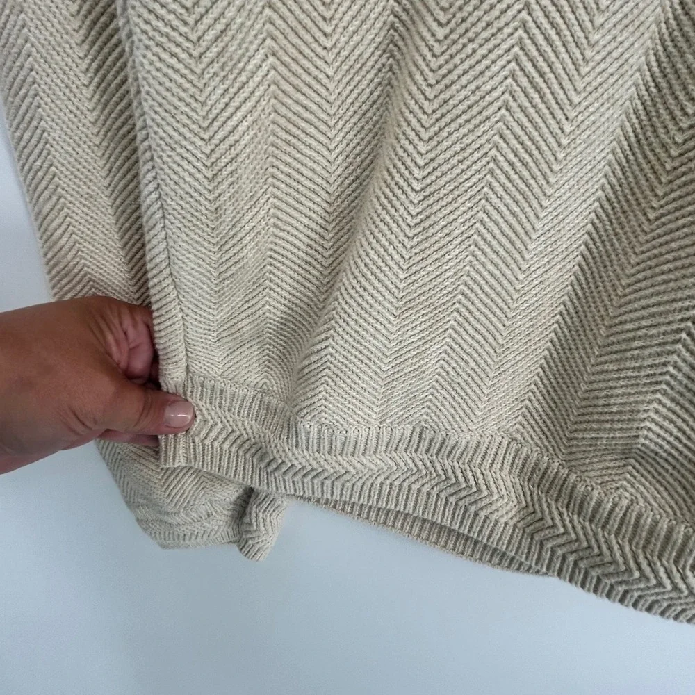 Chaps Mens L/G Beige Cotton Sweater Long‎ Sleeve Crew Neck Embroidered Logo